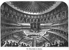 Historischer Kupferstich: Royal Albert Hall, London